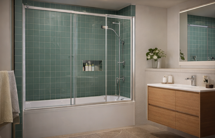 Mampara de ducha y baño con vidrio templado